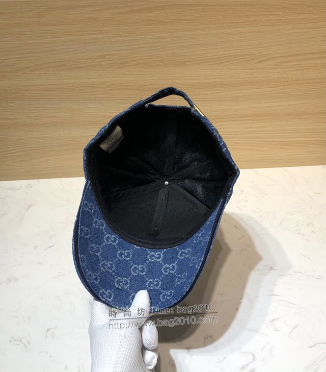 Gucci新品女士帽子 古馳做舊牛仔珍珠鴨舌帽棒球帽  mm1592